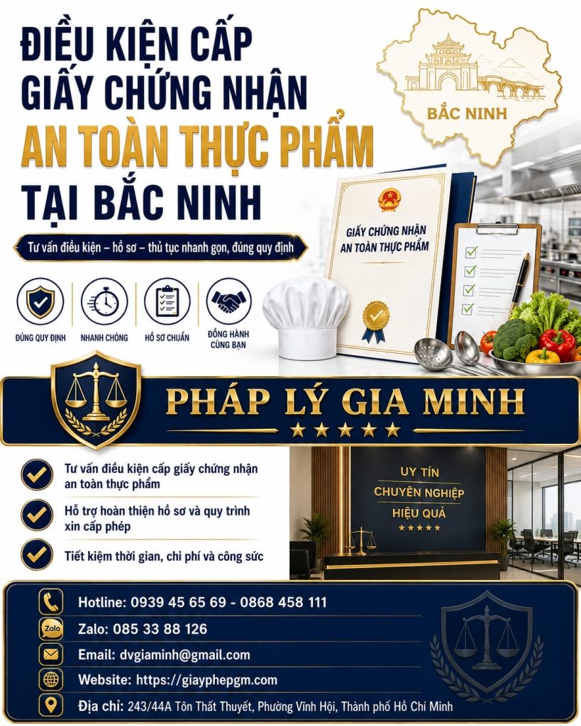 Điều kiện cấp giấy chứng nhận an toàn thực phẩm tại Bắc Ninh