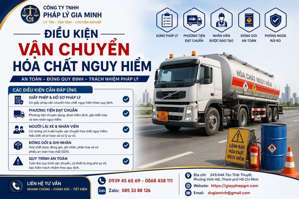 Điều kiện vận chuyển hóa chất nguy hiểm an toàn và đúng pháp luật 1 Điều kiện vận chuyển hóa chất nguy hiểm