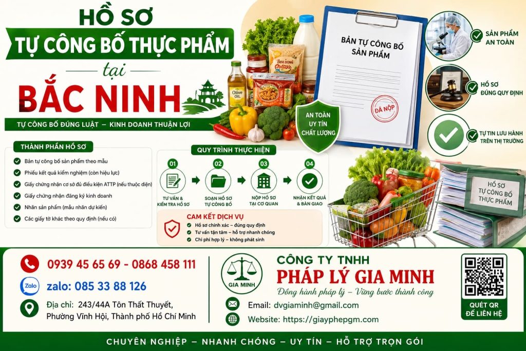 Hồ sơ tự công bố thực phẩm tại Bắc Ninh