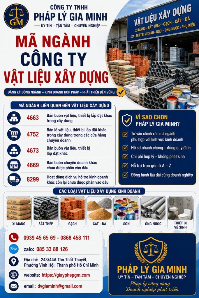 Mã Ngành Công Ty Vật Liệu Xây Dựng