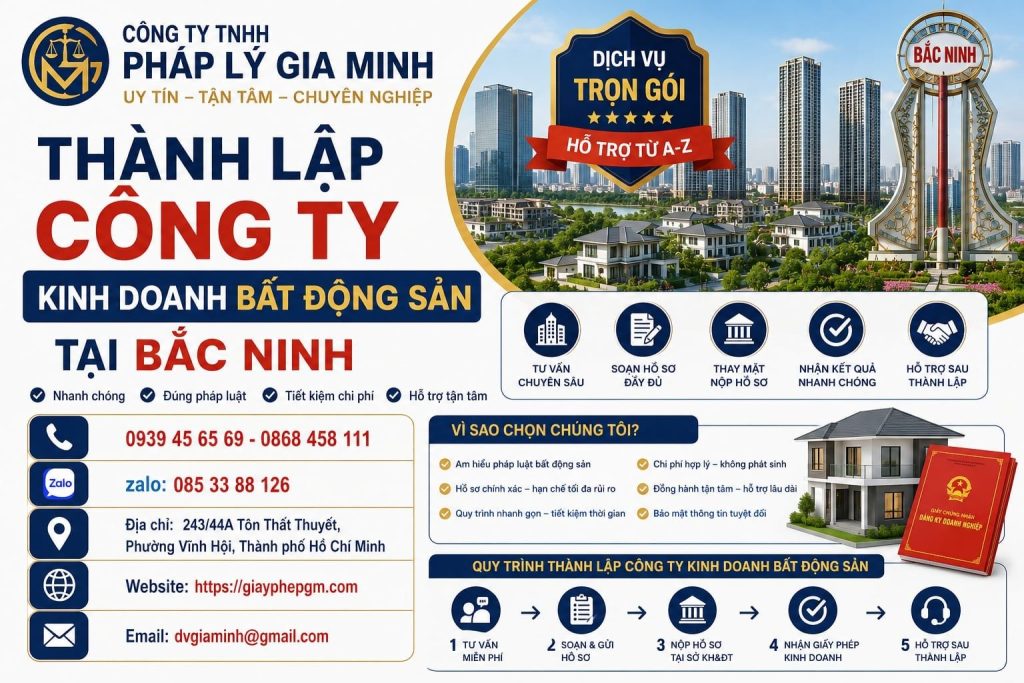 Thành lập công ty kinh doanh bất động sản tại Bắc Ninh và các điều kiện cần đáp ứng 1 Thành Lập Công Ty Kinh Doanh Bất Động Sản Tại Bắc Ninh