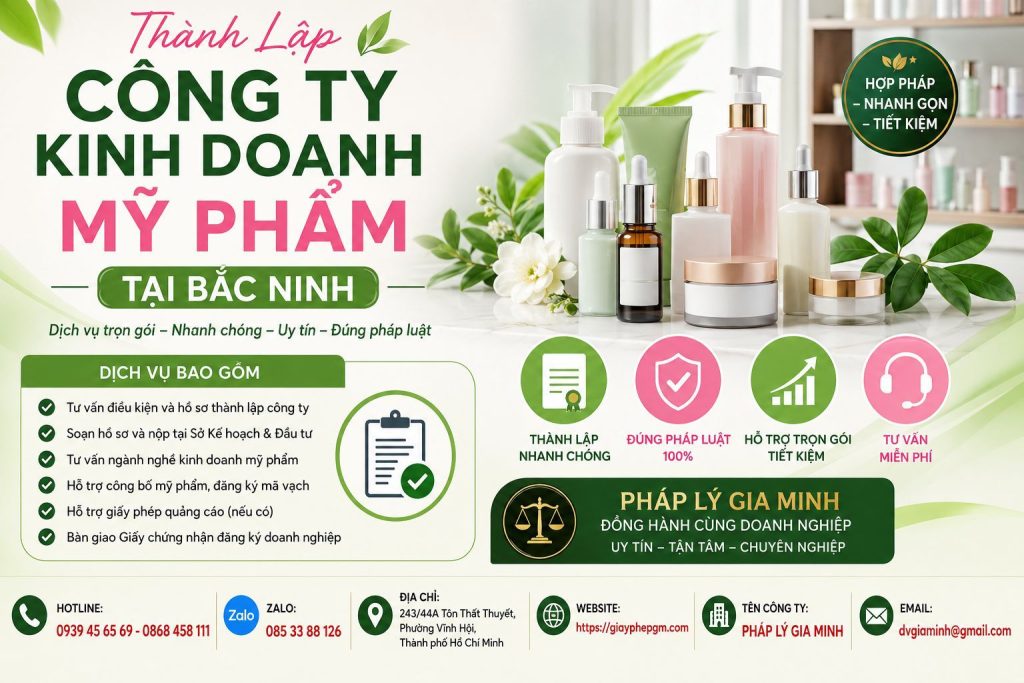 Thành lập công ty kinh doanh mỹ phẩm tại Bắc Ninh nhanh, đúng quy định 1 Thành Lập Công Ty Kinh Doanh Mỹ Phẩm Tại Bắc Ninh