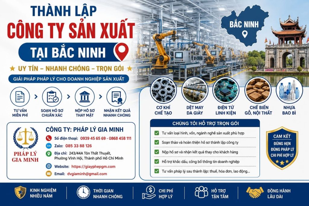 Thành Lập Công Ty Sản Xuất Tại Bắc Ninh