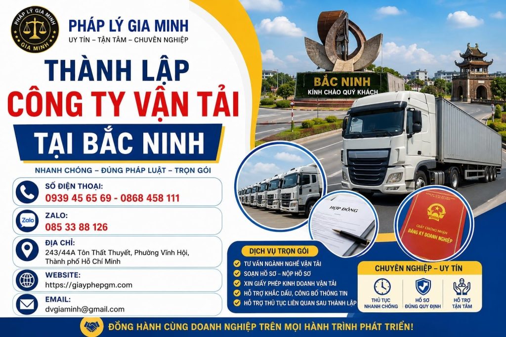 Thành lập công ty vận tải tại Bắc Ninh: Từ giấy phép doanh nghiệp đến giấy phép kinh doanh vận tải 1 Thành Lập Công Ty Vận Tải Tại Bắc Ninh