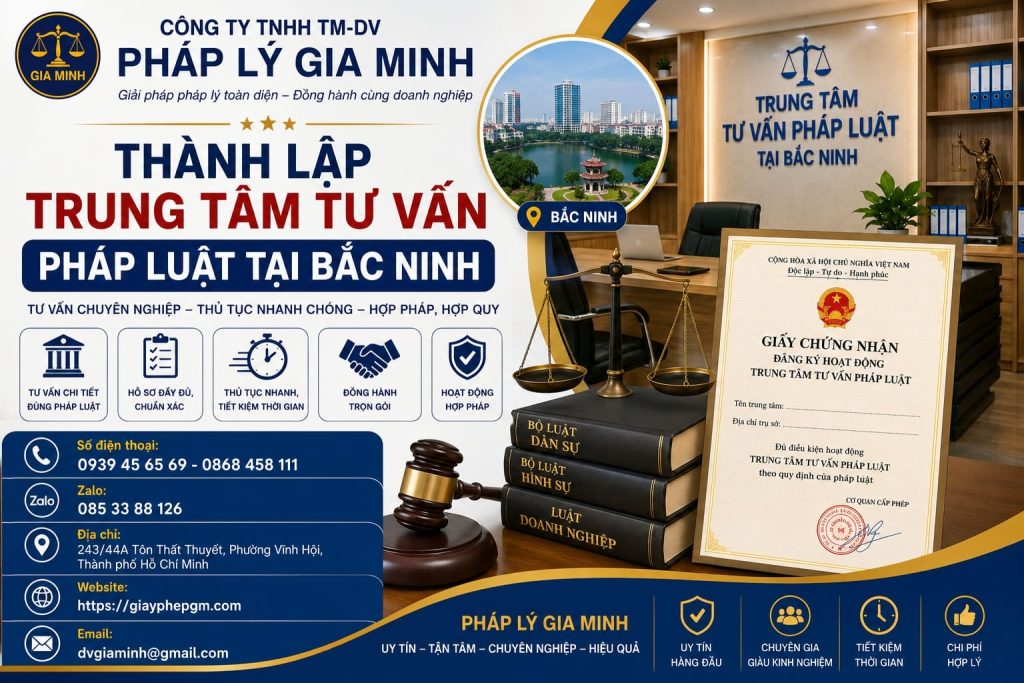 Thành lập trung tâm tư vấn pháp luật tại Bắc Ninh đầy đủ điều kiện, hồ sơ 1 Thành lập trung tâm tư vấn pháp luật tại Bắc Ninh