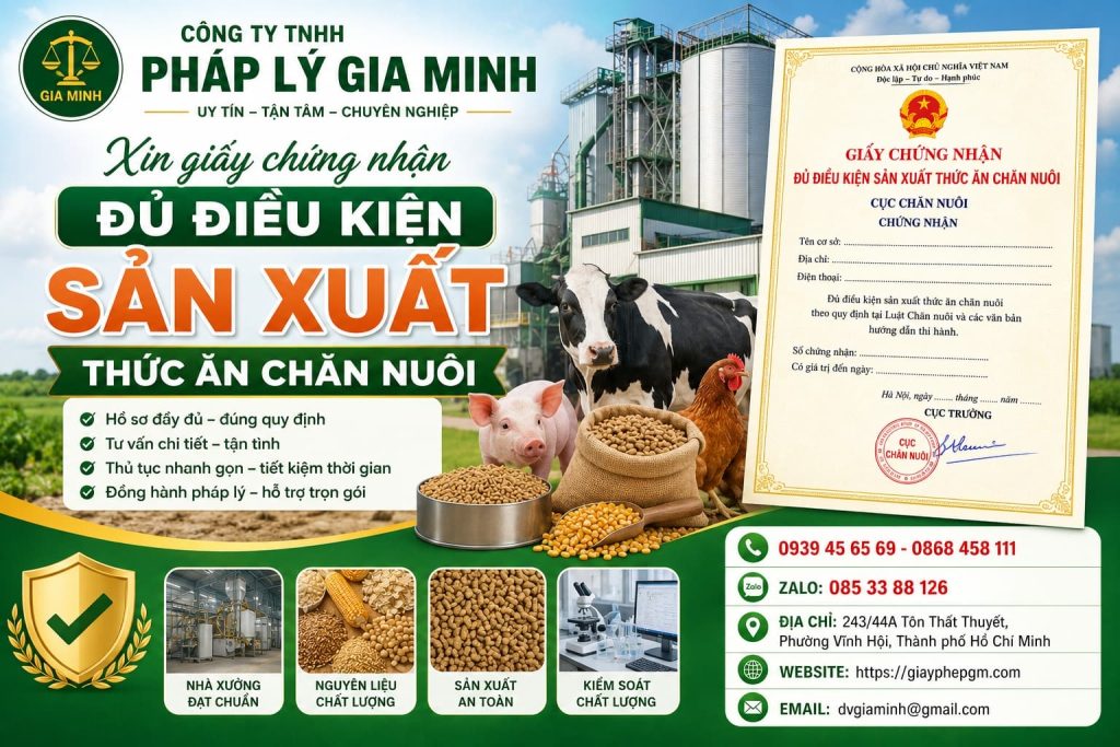 Xin giấy chứng nhận đủ điều kiện sản xuất thức ăn chăn nuôi: Hồ sơ và thủ tục chi tiết 1 Xin giấy chứng nhận đủ điều kiện sản xuất thức ăn chăn nuôi