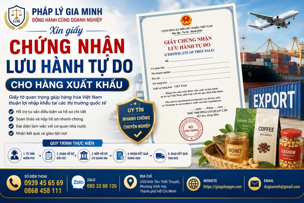 Xin giấy chứng nhận lưu hành tự do cho hàng xuất khẩu