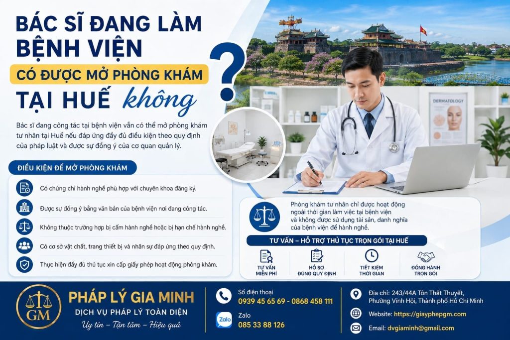 Bác sĩ đang làm bệnh viện có được mở phòng khám tại Huế không