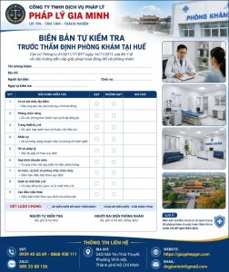 Biên bản tự kiểm tra trước thẩm định phòng khám tại Huế
