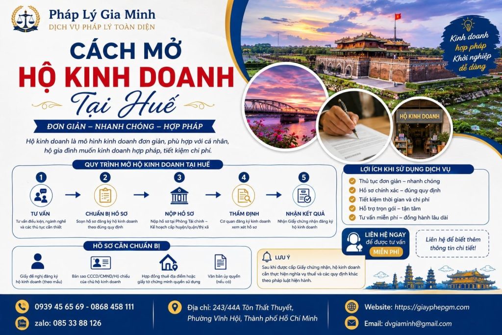 Cách mở hộ kinh doanh tại Huế: Từ ý tưởng đến khi chính thức hoạt động 1 Cách mở hộ kinh doanh tại Huế