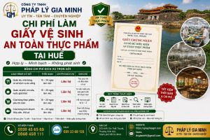 Chi phí làm giấy vệ sinh an toàn thực phẩm tại Huế