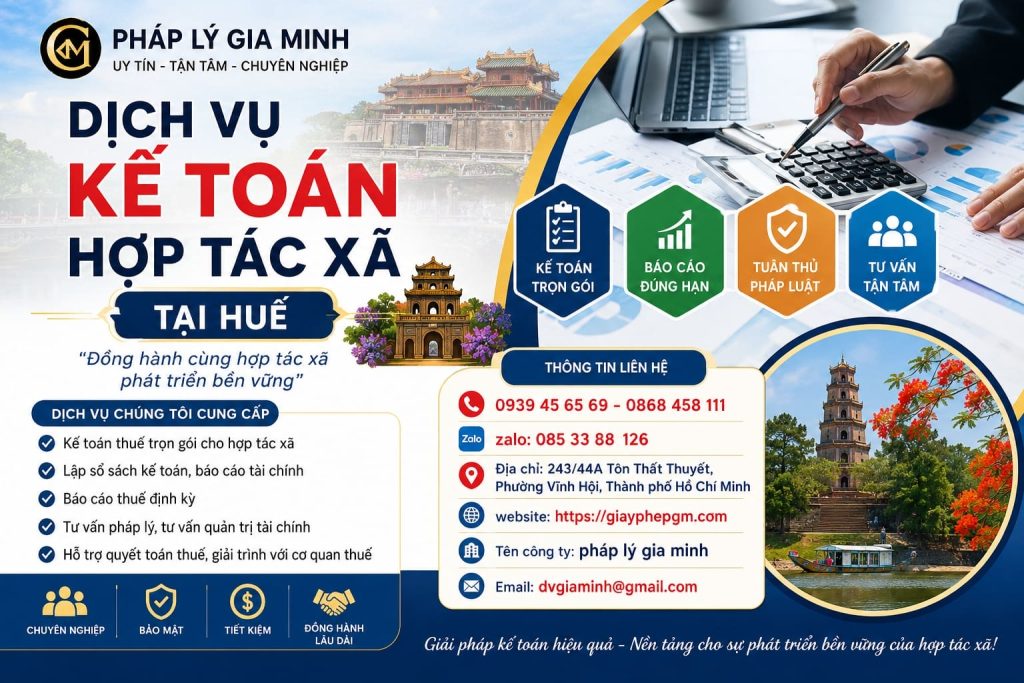 Dịch vụ kế toán hợp tác xã tại Huế – Đồng bộ sổ sách, tài chính và quản trị thành viên 1 Dịch vụ kế toán hợp tác xã tại Huế