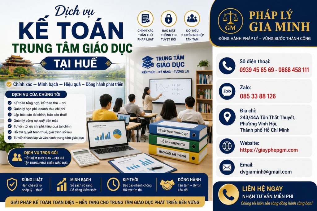 Dịch vụ kế toán trung tâm giáo dục tại Huế giúp kiểm soát học phí và chi phí từng chương trình 1 Dịch vụ kế toán trung tâm giáo dục tại Huế