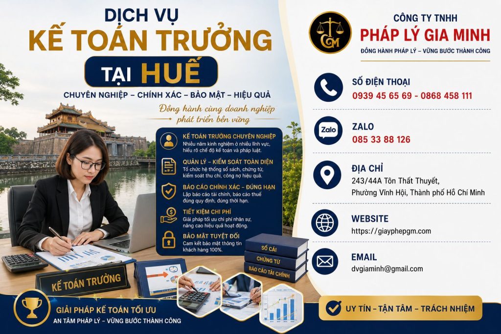 Dịch vụ kế toán trưởng tại Huế