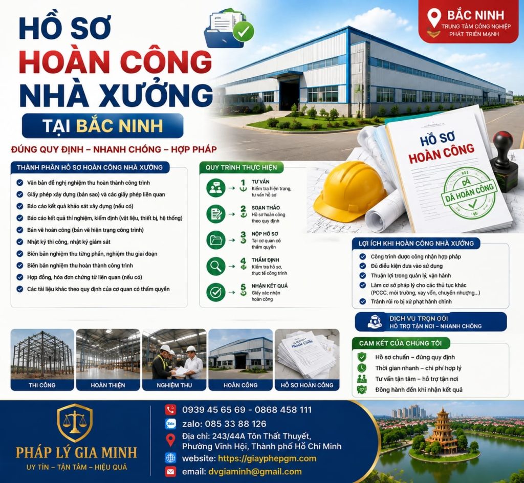 Hồ sơ hoàn công nhà xưởng tại Bắc Ninh