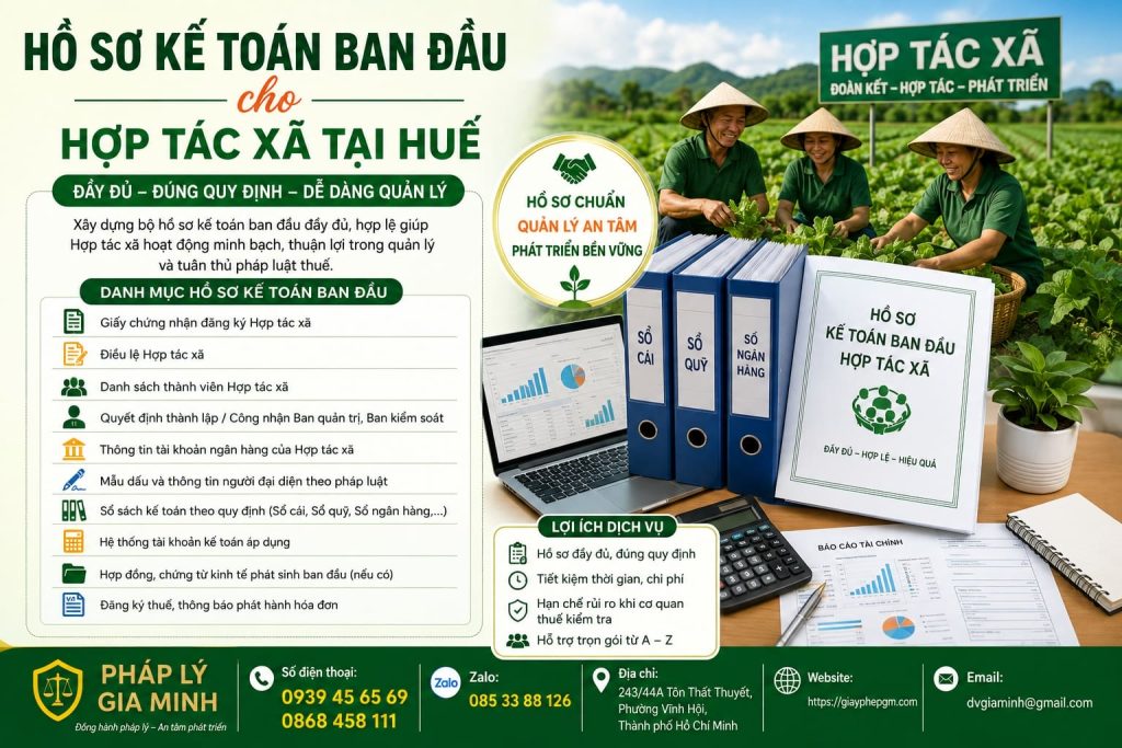 Hồ sơ kế toán ban đầu cho hợp tác xã tại Huế – Bộ nền dữ liệu cần chuẩn bị ngay khi hoạt động 1 Hồ sơ kế toán ban đầu cho hợp tác xã tại Huế