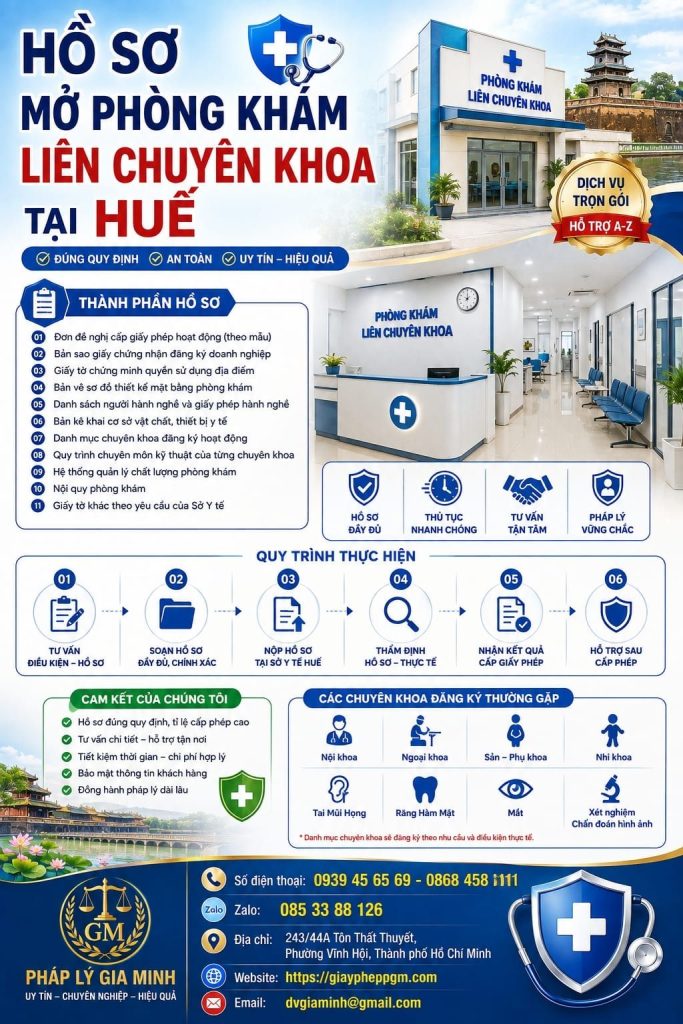 Hồ sơ mở phòng khám liên chuyên khoa tại Huế đầy đủ giúp hạn chế bổ sung 1 Hồ sơ mở phòng khám liên chuyên khoa tại Huế