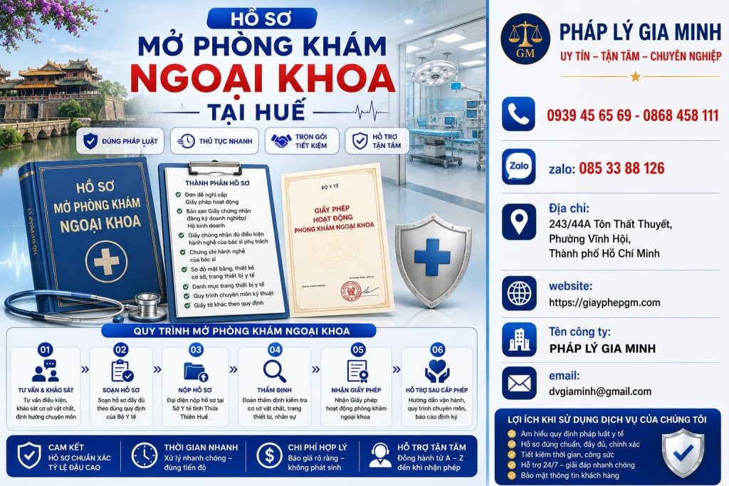 Hồ sơ mở phòng khám ngoại khoa tại Huế đầy đủ giúp hạn chế bổ sung 1 Hồ sơ mở phòng khám ngoại khoa tại Huế