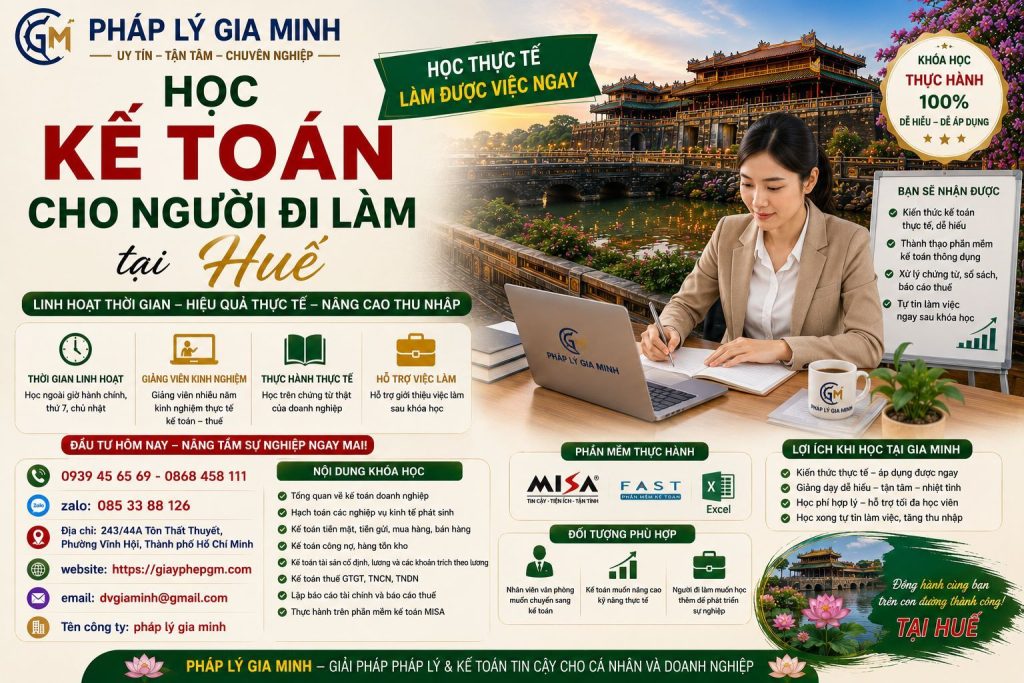 Học kế toán cho người đi làm tại Huế linh hoạt thời gian, chú trọng kỹ năng thực tế 1 Học kế toán cho người đi làm tại Huế