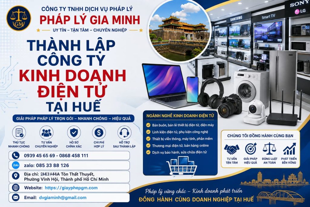 Thành lập công ty kinh doanh điện tử tại Huế