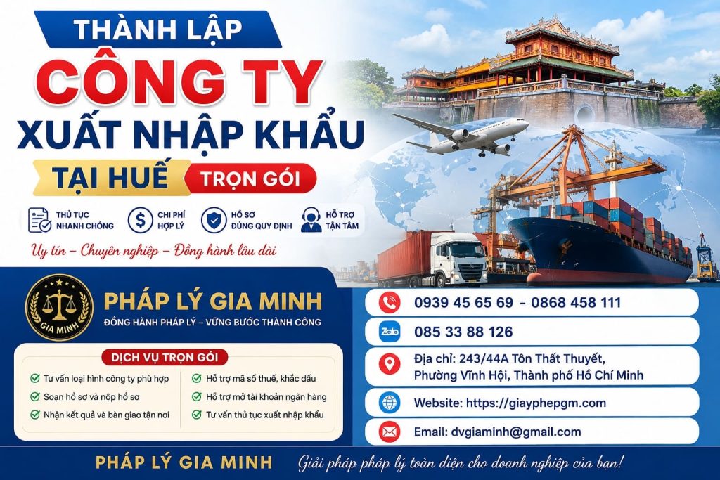 Thành lập công ty xuất nhập khẩu tại Huế trọn gói
