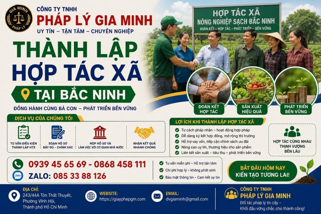 Thành lập hợp tác xã tại Bắc Ninh đúng quy trình, thuận lợi hoạt động 1 Thành lập hợp tác xã tại Bắc Ninh