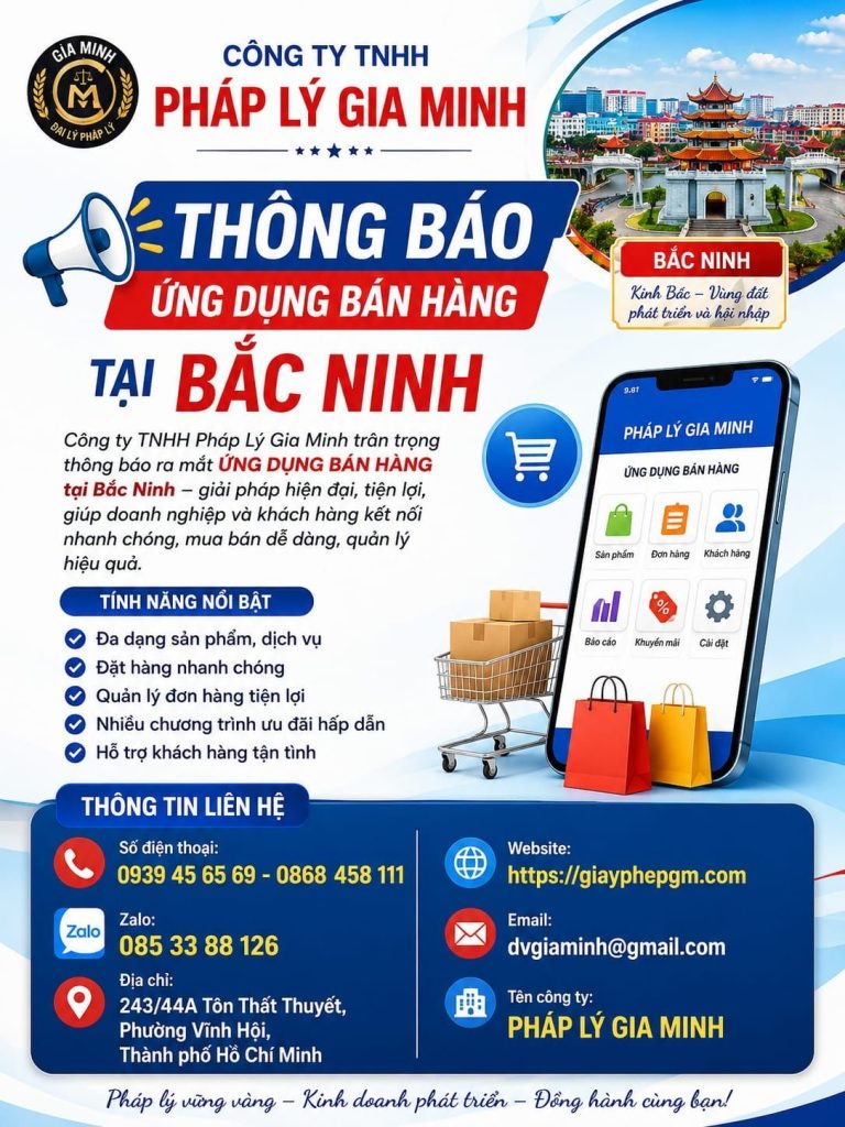 Thông báo ứng dụng bán hàng tại Bắc Ninh