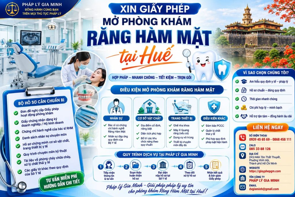 Xin giấy phép mở phòng khám răng hàm mặt tại Huế đầy đủ từ hồ sơ đến quy trình 1 Xin giấy phép mở phòng khám răng hàm mặt tại Huế