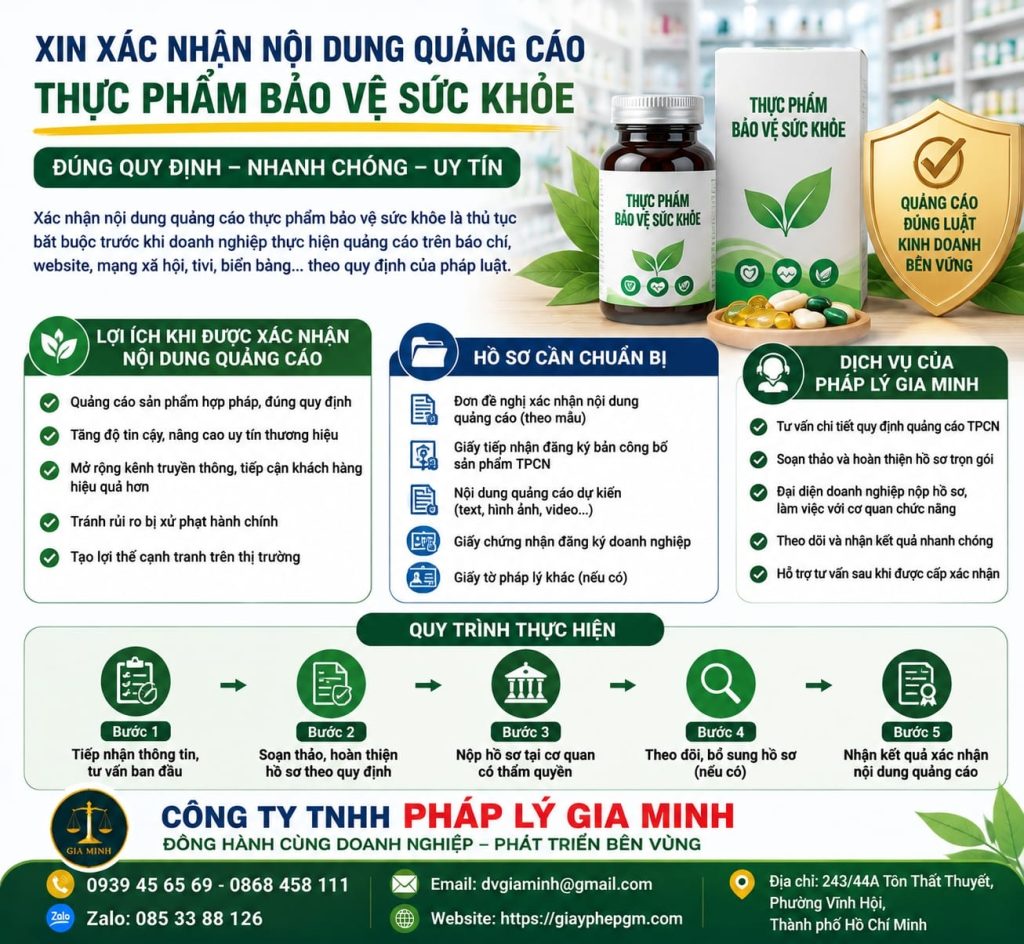 Xin xác nhận nội dung quảng cáo thực phẩm bảo vệ sức khỏe