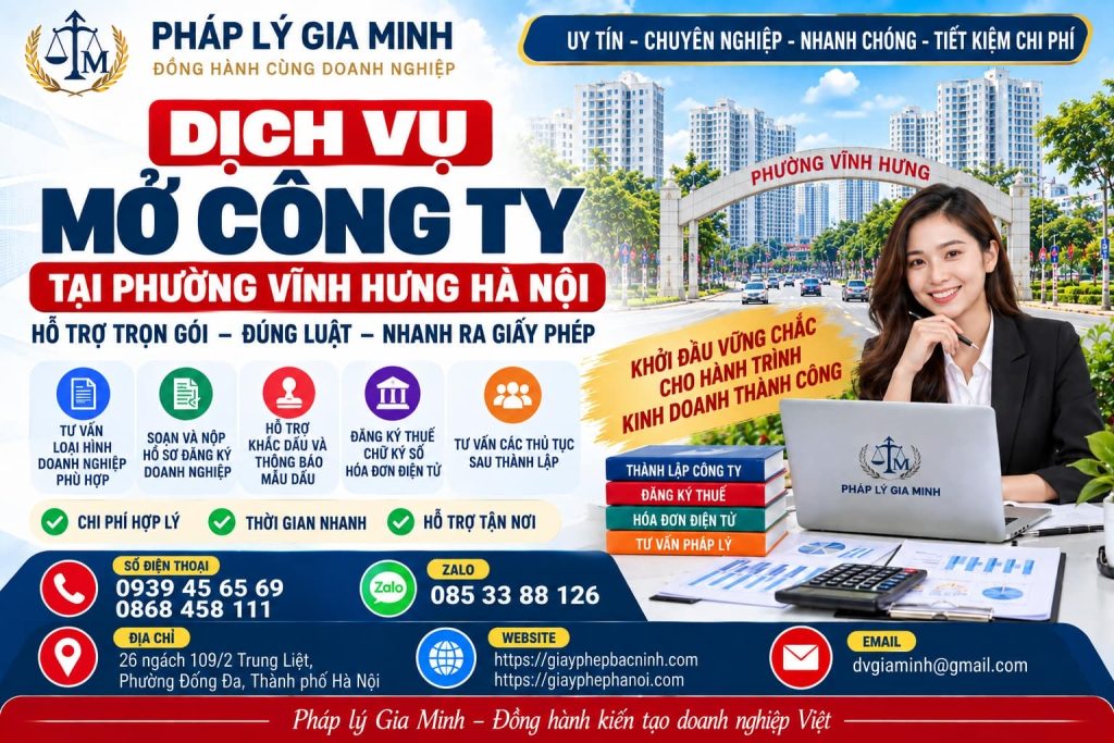 Dịch vụ mở công ty tại phường Vĩnh Hưng Hà Nội
