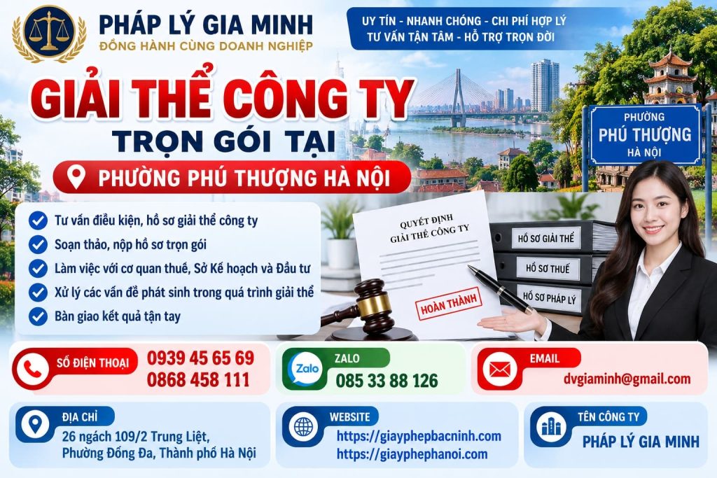 Giải thể công ty trọn gói tại phường Phú Thượng Hà Nội