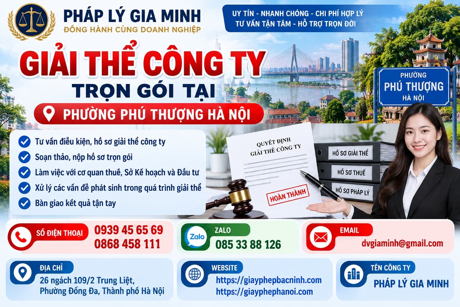 Giải thể công ty trọn gói tại phường Phú Thượng Hà Nội