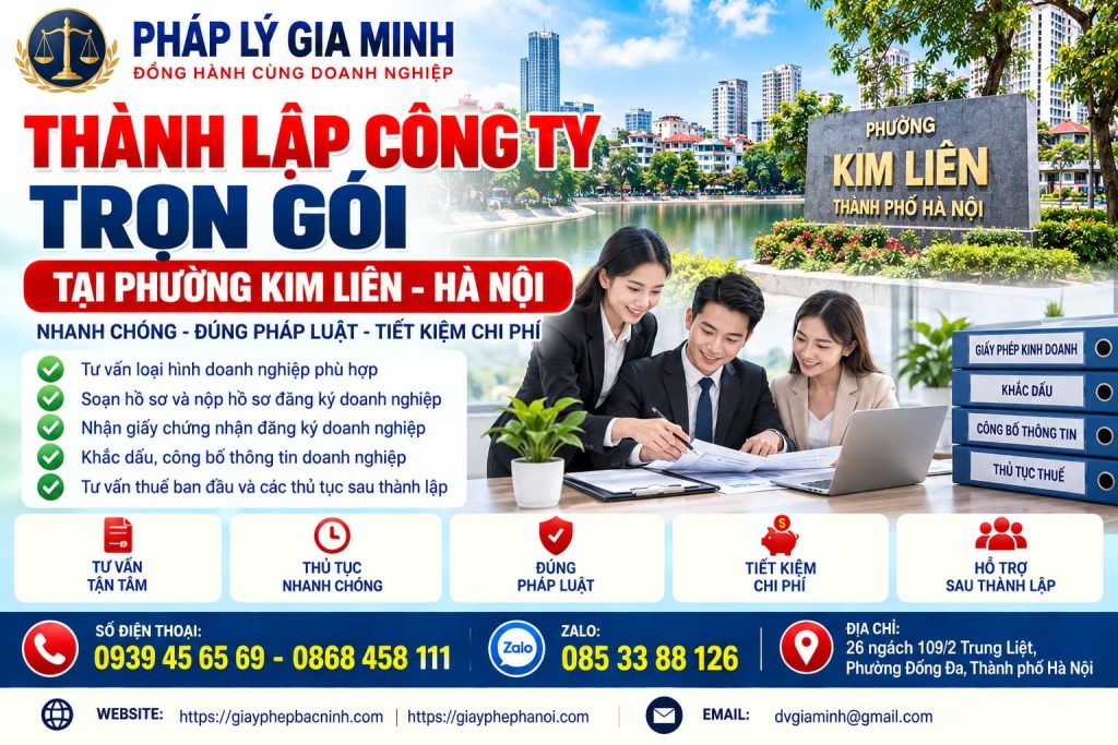 Thành lập công ty trọn gói tại phường Kim Liên Hà Nội