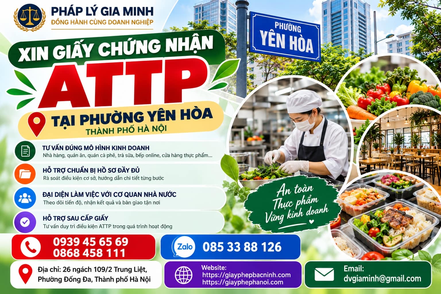 Xin giấy chứng nhận ATTP tại phường Yên Hòa Hà Nội